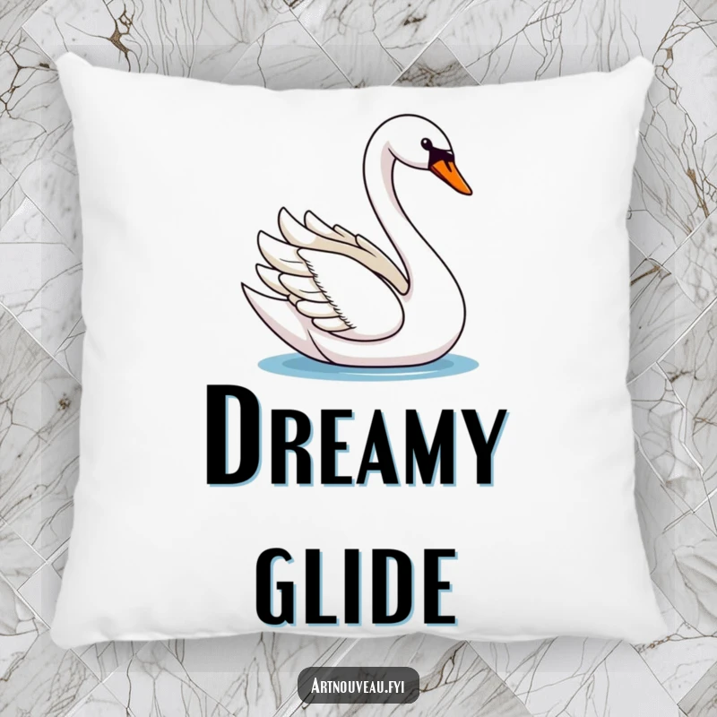 Graceful swan pillow, depicting a swan with a long, curved neck gliding, providing soft elegance and comfort.
