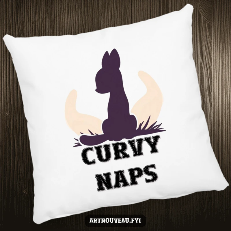 Funny pillow showcasing an animal silhouette against a backdrop of smooth, organic curves, adding artistic and humorous flair to home decor.
