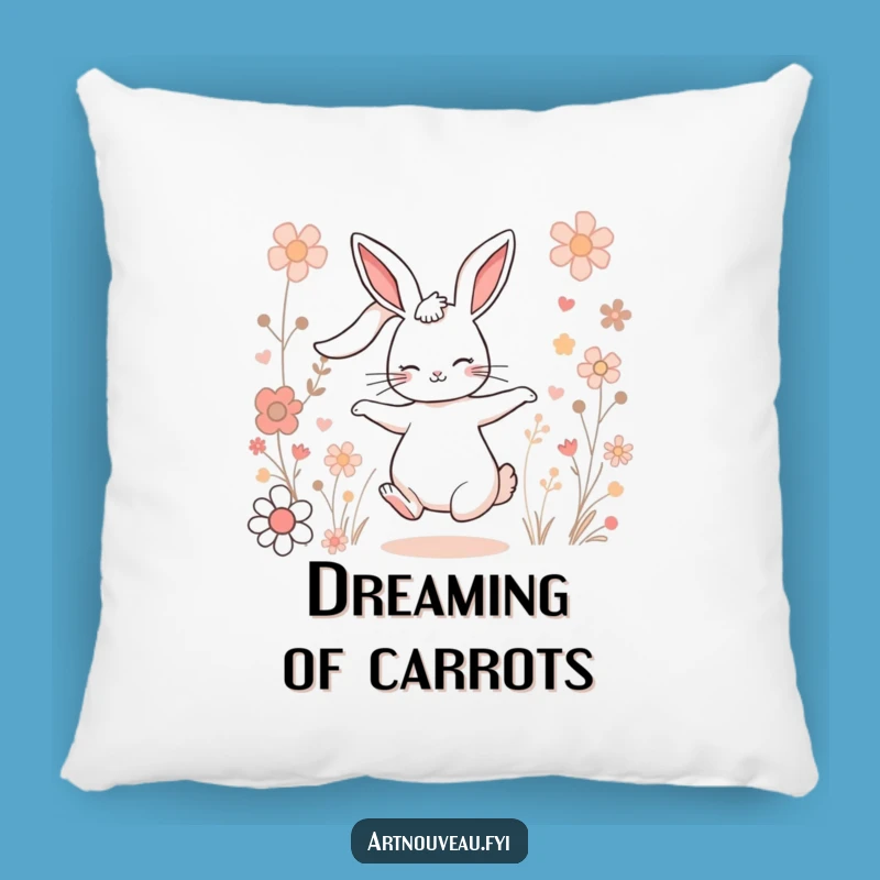 Funny Charming Rabbit Pillow: Cozy Comfort with a Floral Dance