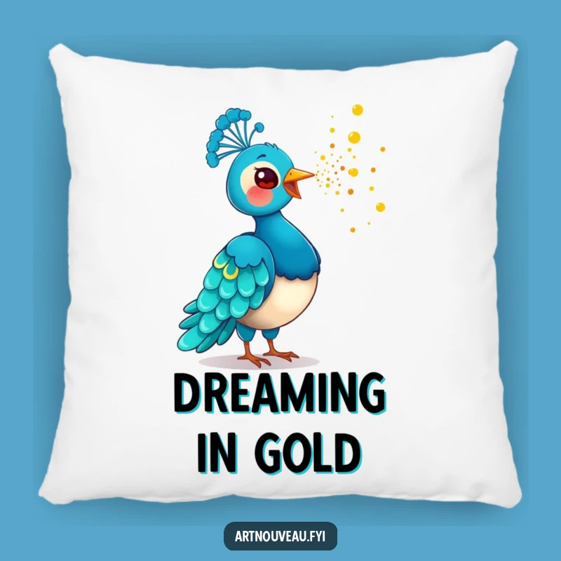 Funny Golden Dust Peacock Pillow: Plush Bird Art, Comfy Funny Gift