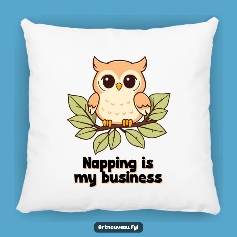 Funny Owl Pillow: Cozy Playful Accent, Stylized Leaves, Perfect Gift