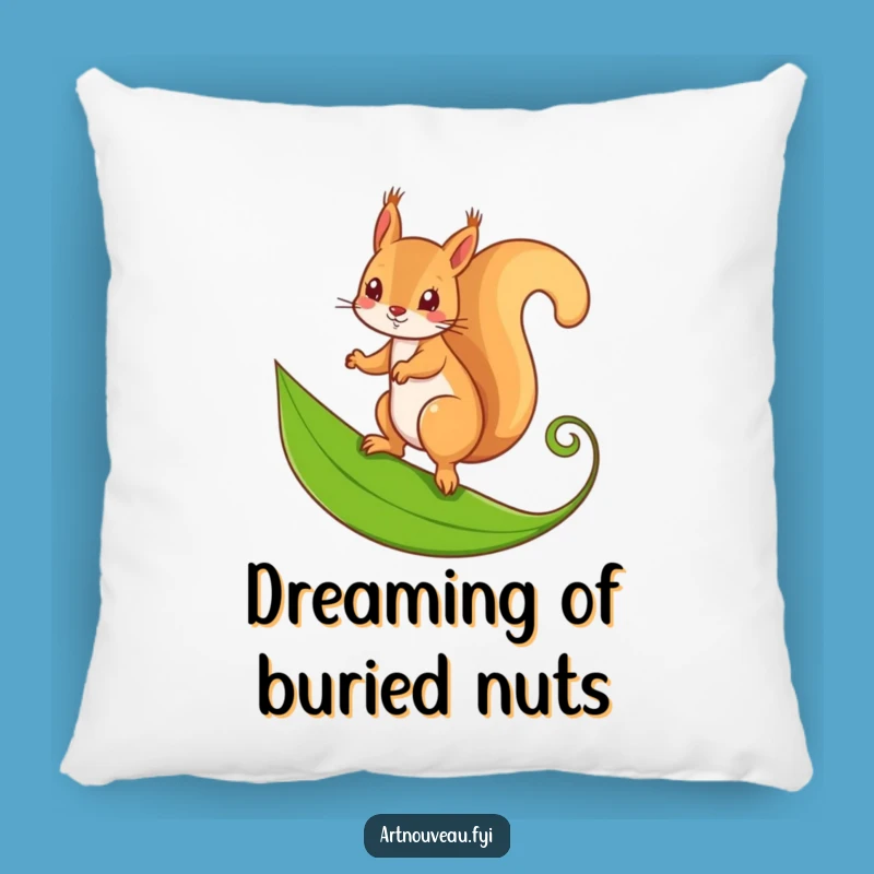 Funny Squirrel Leaf Pillow: Soft, Mischievous, Nature Accent, Cozy Funny Gift