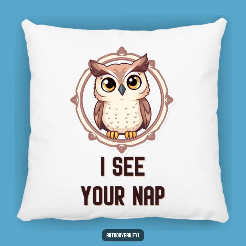 Funny Owl Pillow - Cozy Expressive Eyes Art Decor, Perfect Funny Gift
