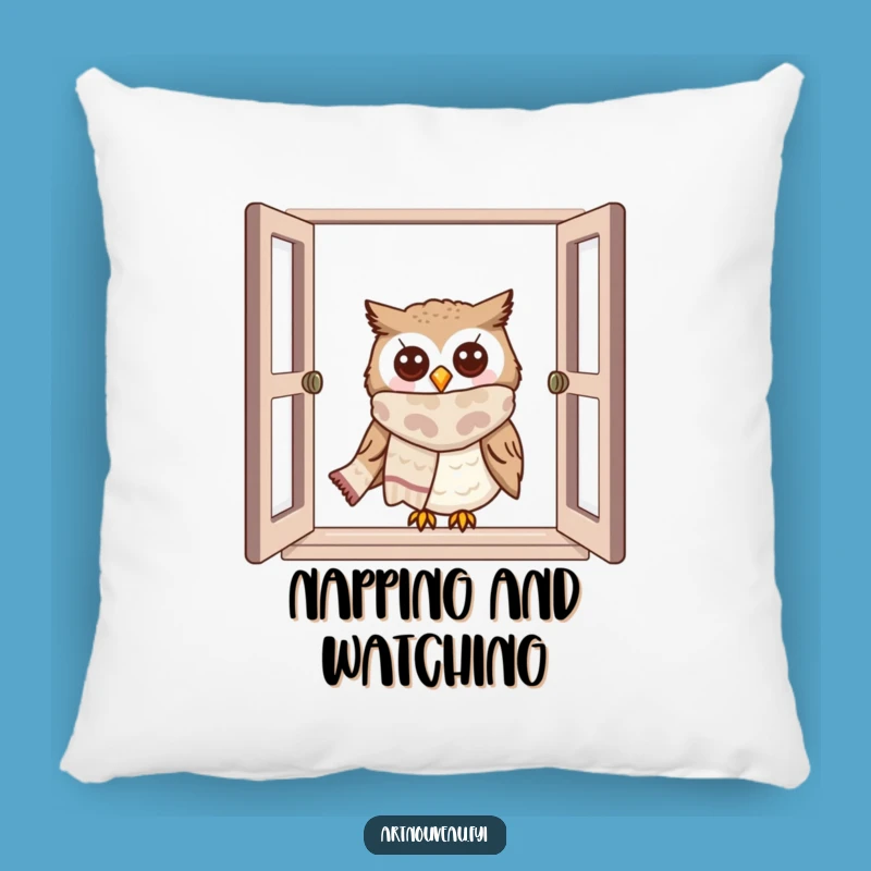 Funny Owl Window Peek Pillow: Cute Scarf Cushion Gift