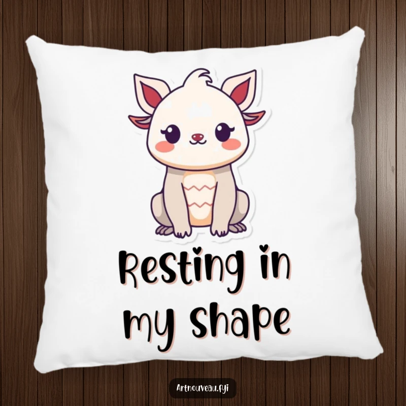 Funny decorative pillow with a smiling creature's organic silhouette, adding a soft touch of nature-inspired humor and comfort.