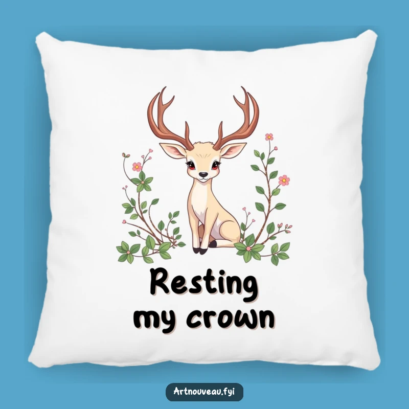 Funny Antlered Animal Pillow: Cozy Nature Cushion, Artistic Home Decor