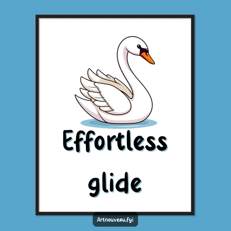 Elegant Swan Digital Art: Graceful Bird Instant Download Funny Gift