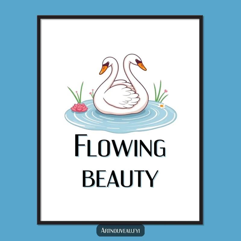 Elegant Swan Digital Art - Graceful Lines Illustration, Instant Serene Funny Gift