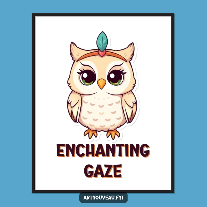 Funny Owl Headband Digital Art - Curious Owl Print, Whimsical Funny Gift