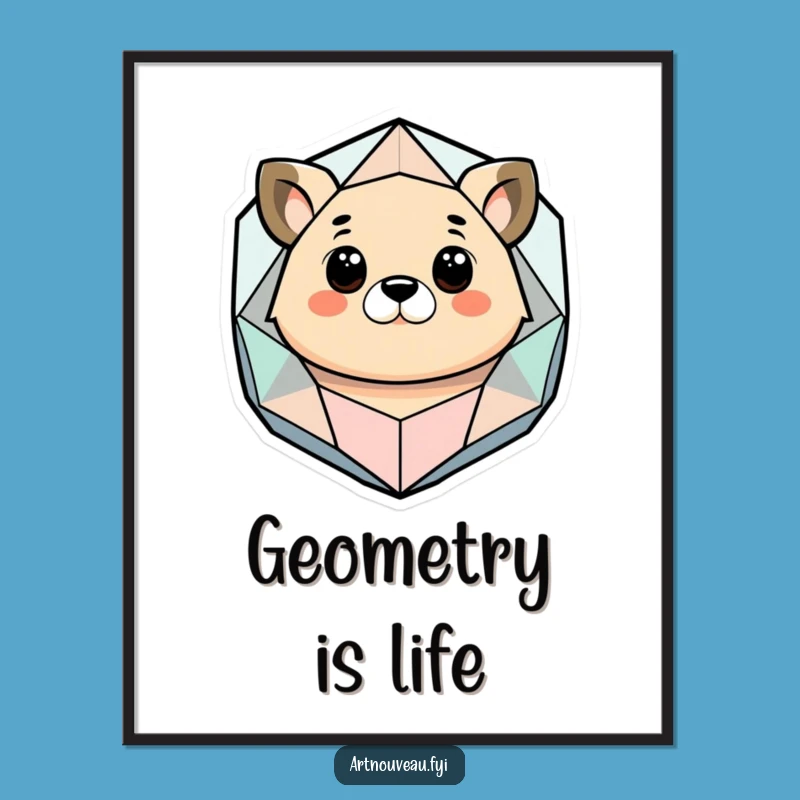 Funny Abstract Animal Digital Art Print, Geometric Shape Decor, Instant Download Gift