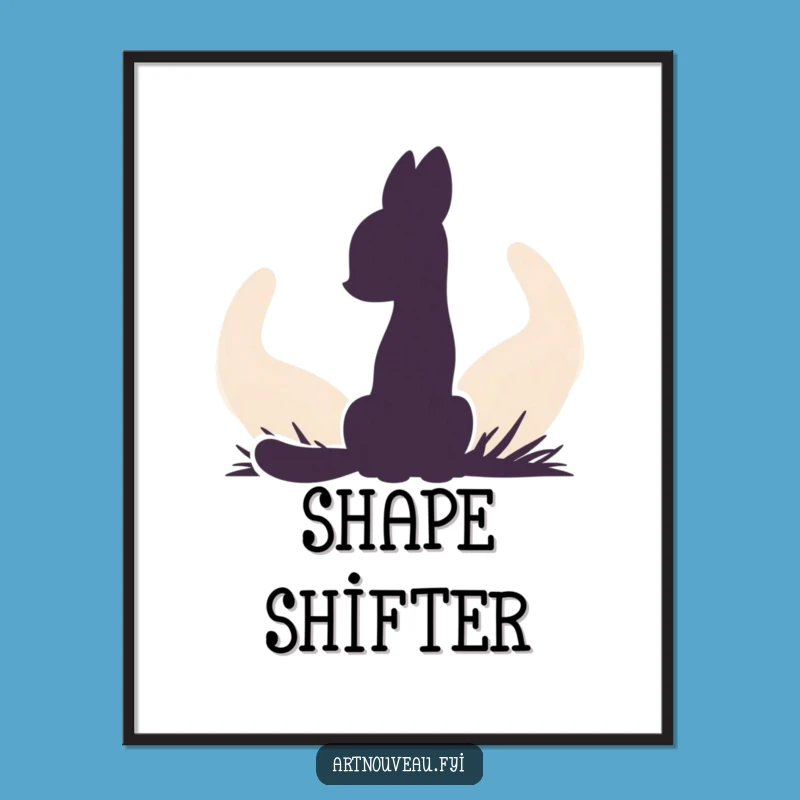 Funny Animal Silhouette Digital Print - Abstract Organic Curves Art