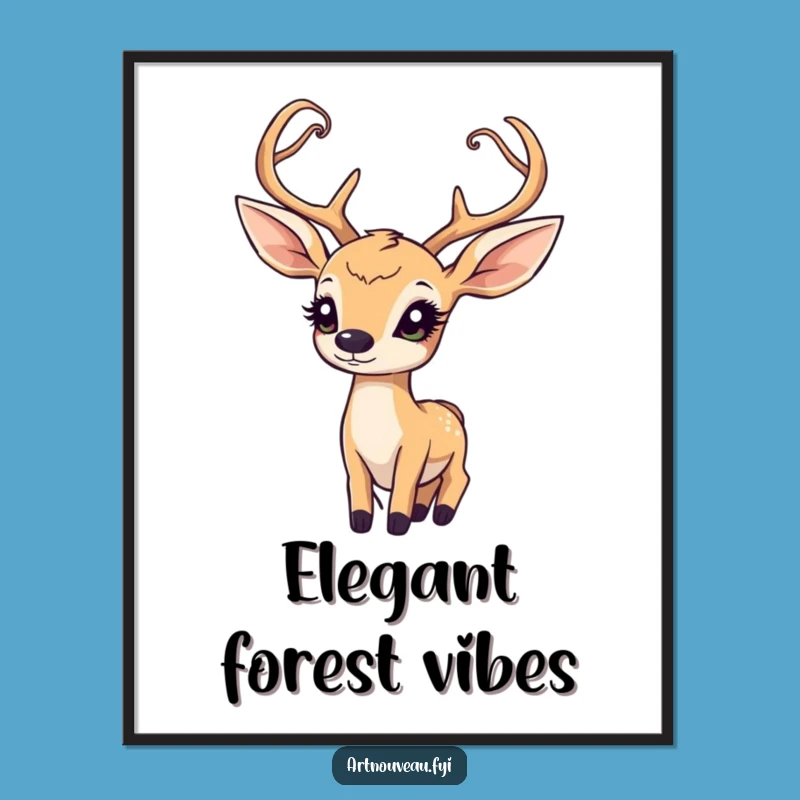 Funny Art Nouveau Deer Digital Print: Instant Wonder for Your Digital Space