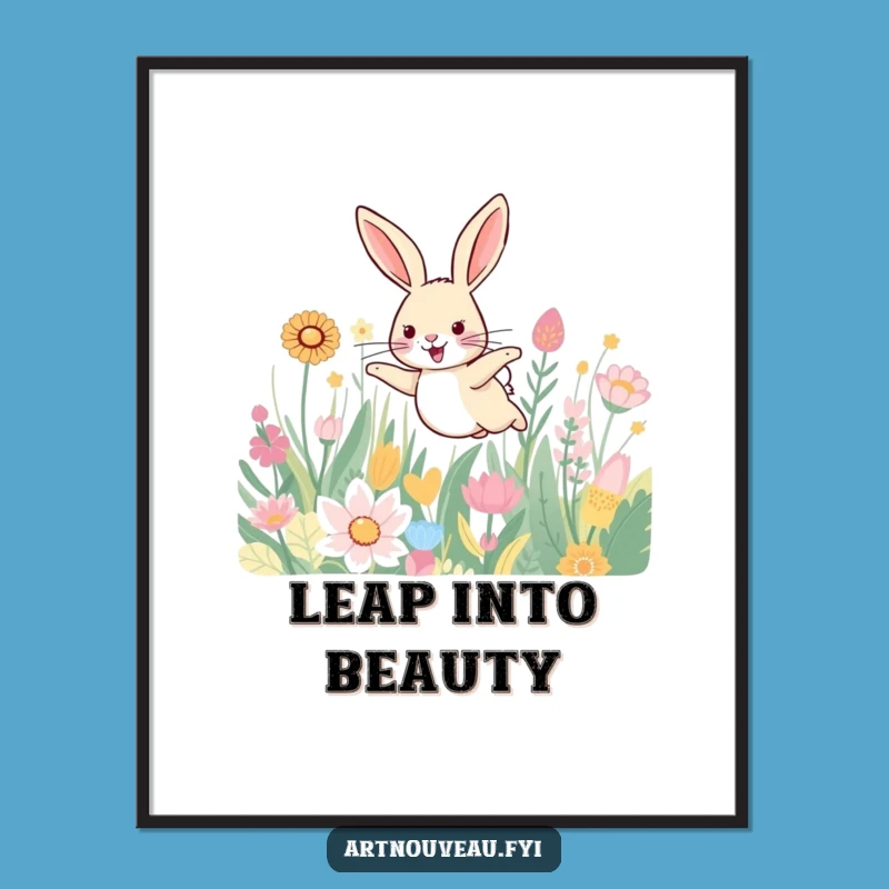 Funny Hare Digital Art - Patterned Plants Instant Download, Joyful Decor