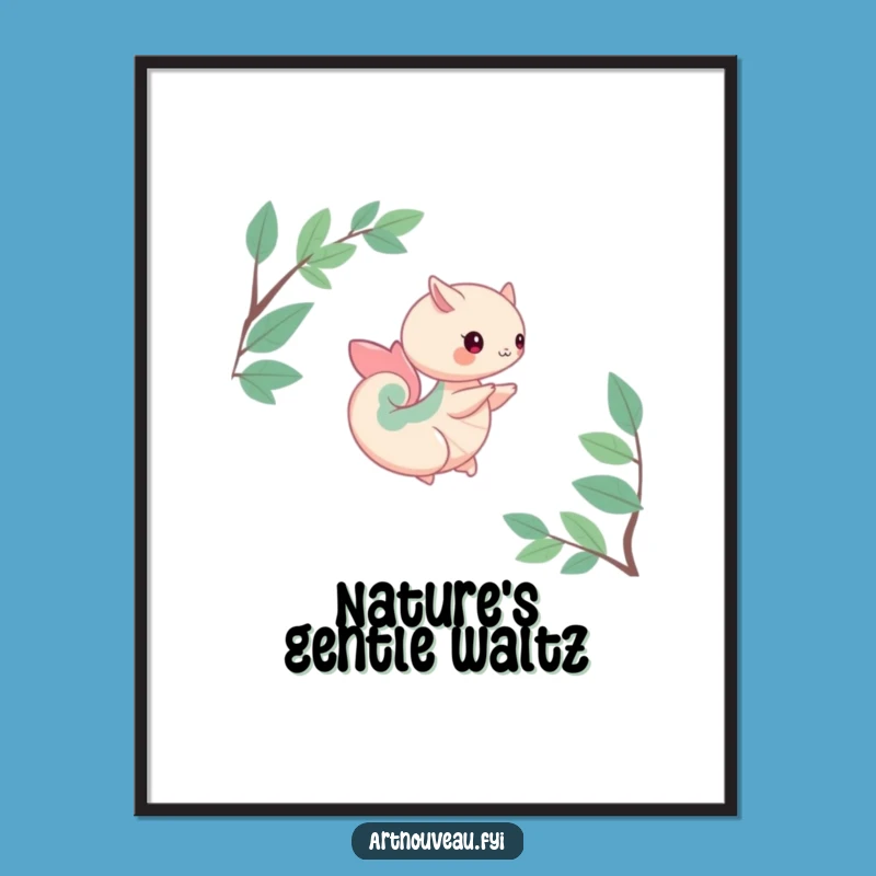 Funny Organic Curve Creature Digital Art: Instant Nature Decor and Funny Gift
