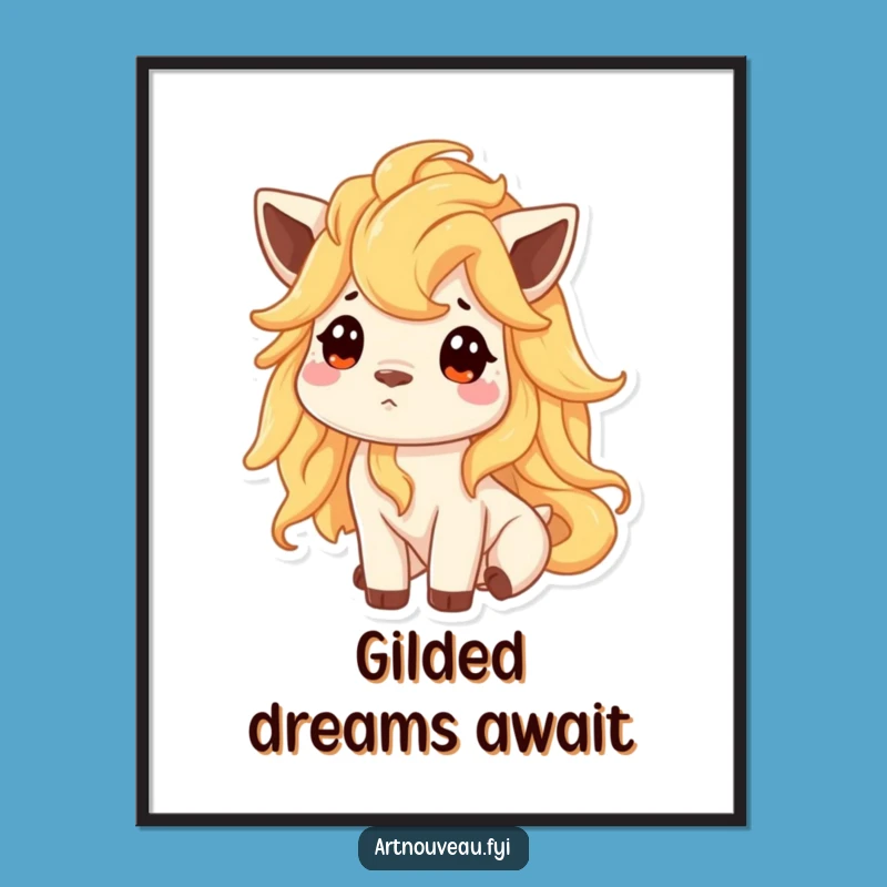 Funny Golden Mane Animal Digital Art - Curious Decor Gift