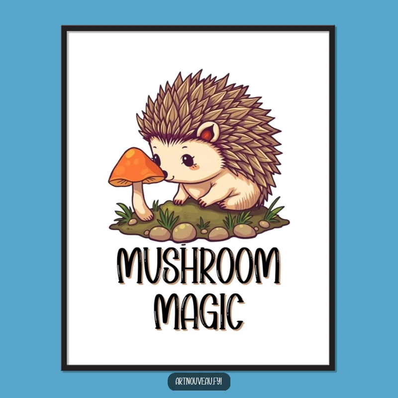 Funny Hedgehog Digital Art - Nouveau Spines Illustration, Instant Magical Funny Gift