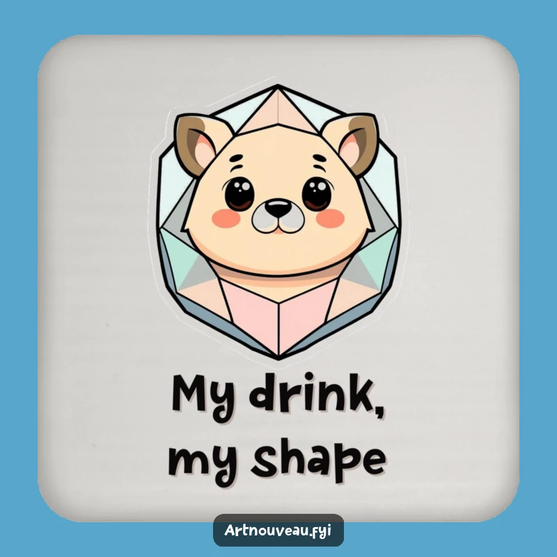Funny Abstract Animal Drink Coaster, Geometric Shape Bar Decor Gift
