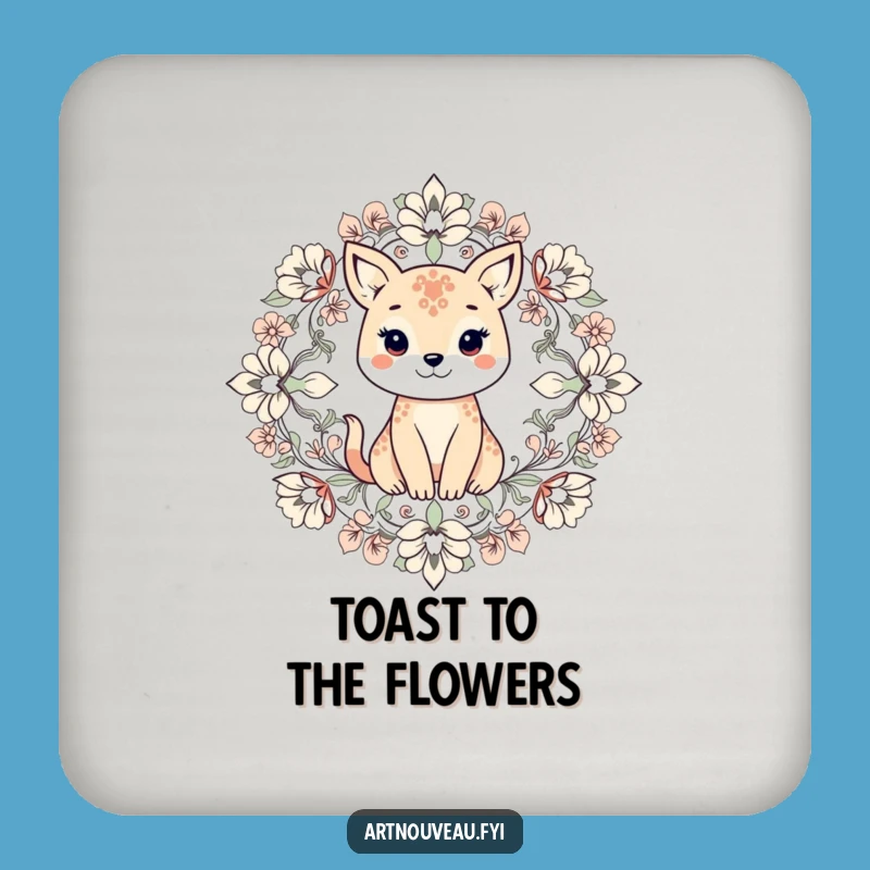 Funny Animal Floral Drink Coaster, Symmetrical Bar Decor Gift