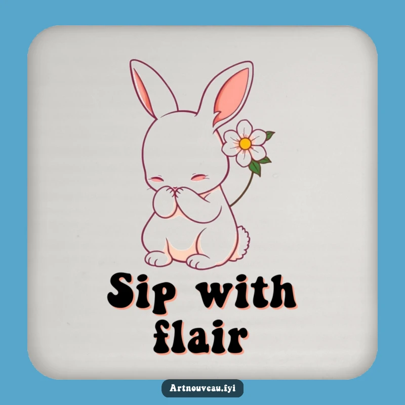 Funny Art Nouveau Rabbit Coaster - Graceful Bow Drink Accessory, Charming Funny Gift