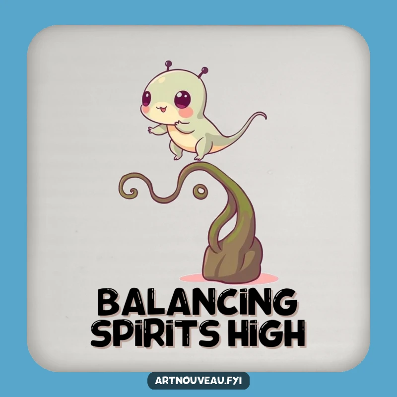 Funny Balance Creature Drink Coaster, Winding Stem Bar Decor Gift