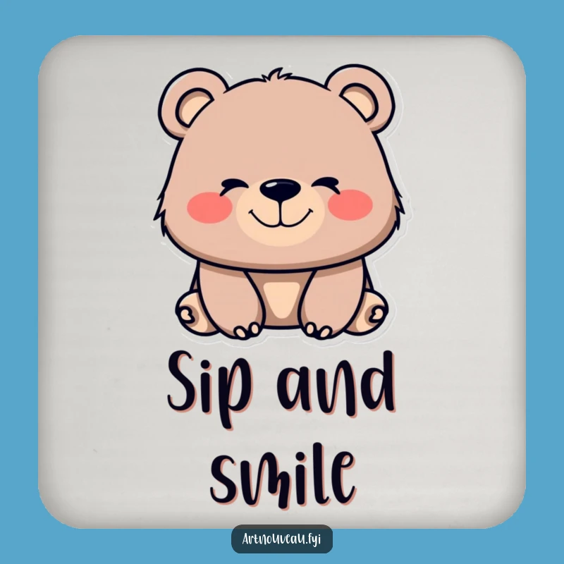 Funny Bear Coaster Set - Organic Lines Art, Whimsical Drink Protector Funny Gift