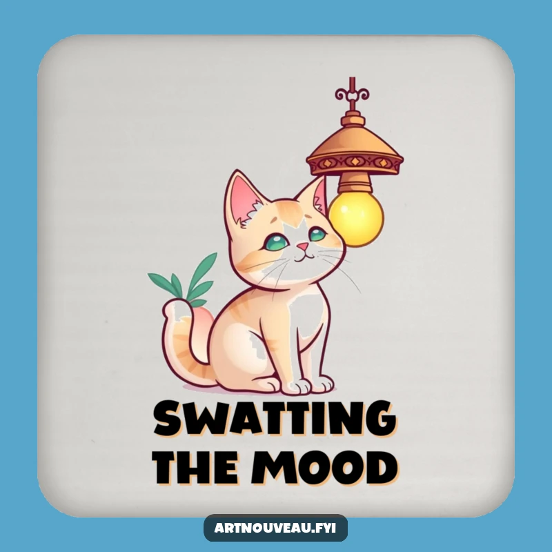 Funny Cat Lamp Coaster, Playful Feline Drink Holder, Memorable Funny Gift