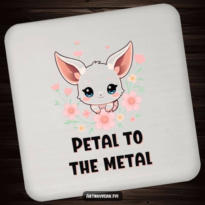 Funny Creature Coaster: Features a creature with flowing ears floating amidst stylized floral elements, adding whimsical humor to tabletops.