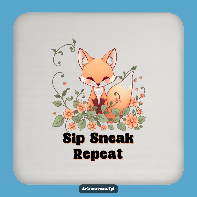 Funny Fox Coasters: Set of Art Nouveau Protection, Whimsical Decor, Funny Gift