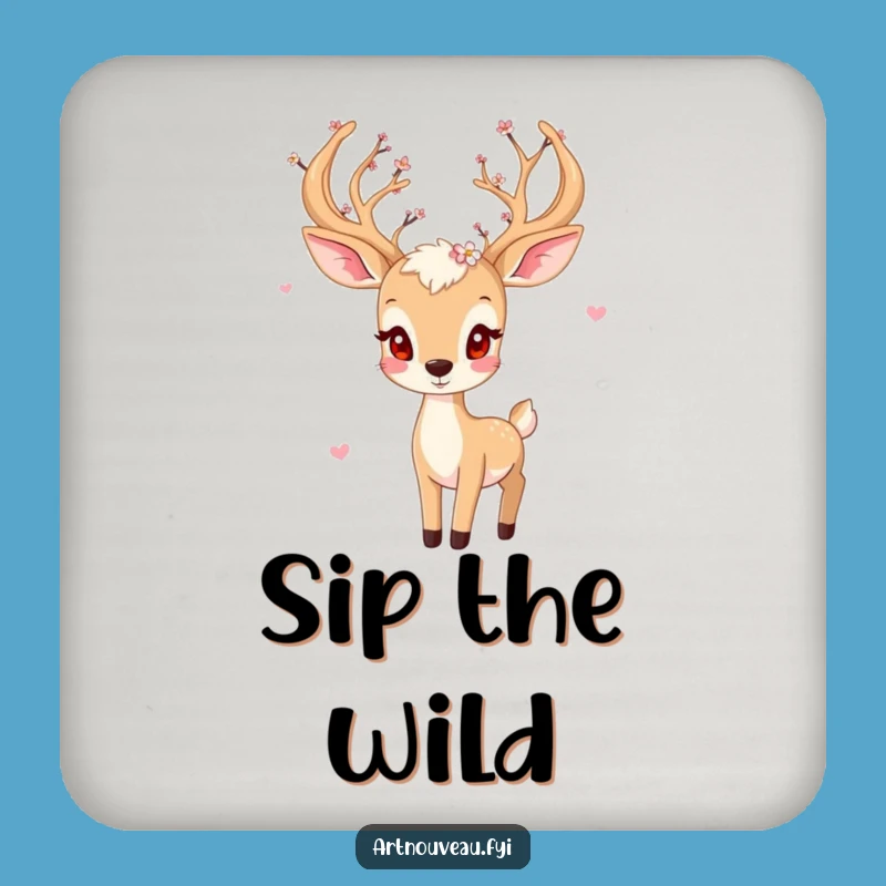 Funny Playful Deer Coaster - Blossom Antlers Drink Accessory, Charming Funny Gift