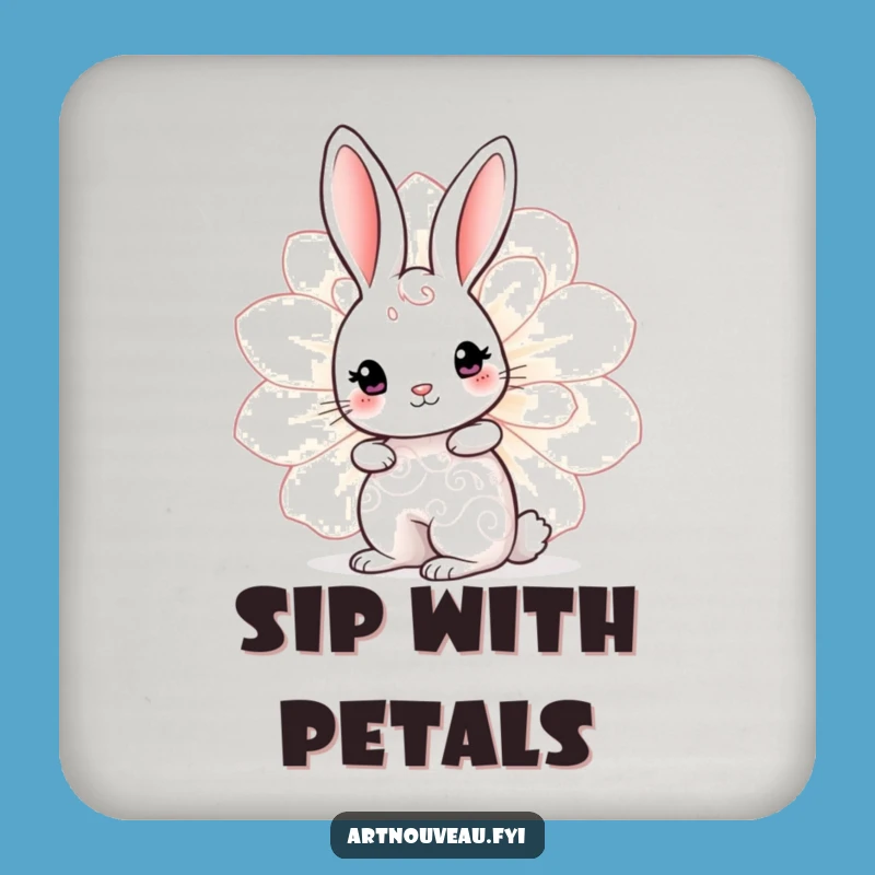 Funny Rabbit Bloom Drink Coaster - Cute Swirls, Protect Furniture Funny Gift