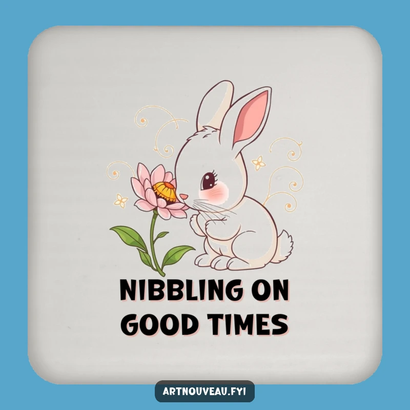 Funny Rabbit Coasters: Set of Curious Protection, Floral Detail, Funny Gift