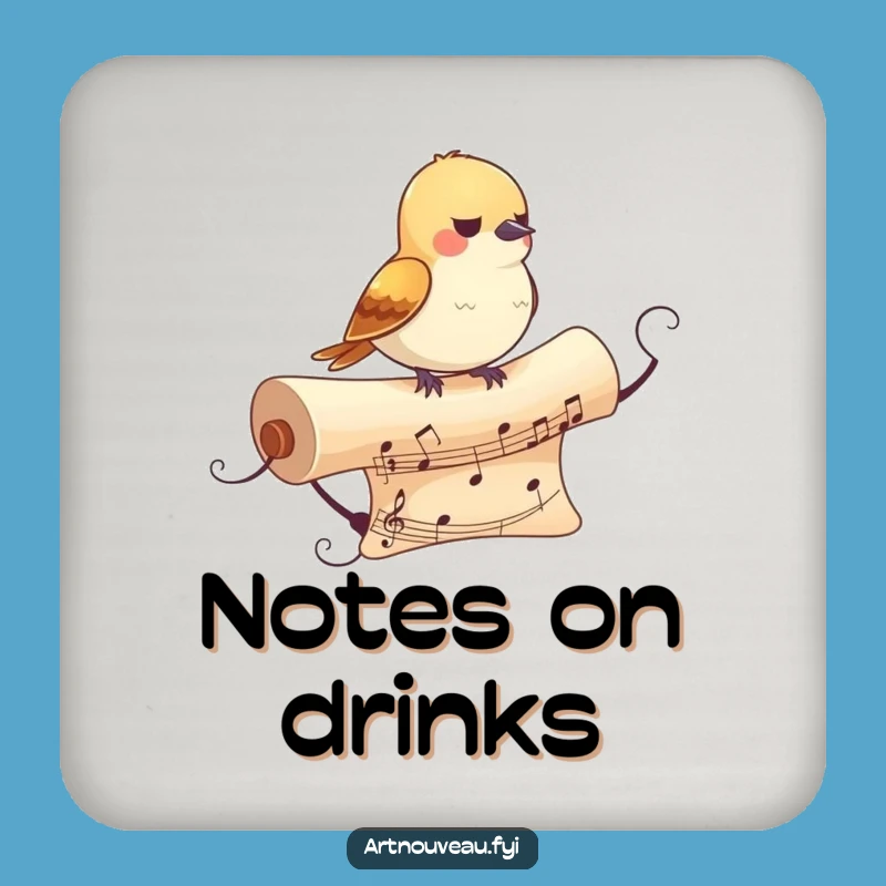 Funny Bird Coaster: Musical Scroll Art for Tabletop Harmony