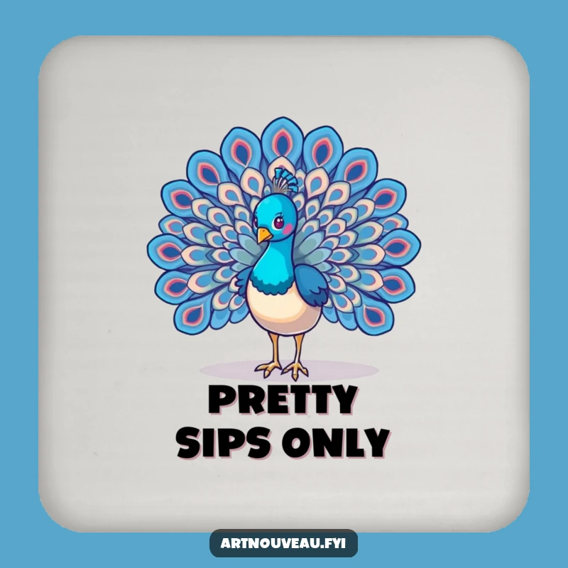 Funny Peacock Wings Coasters: Set of Bird Art with Swirling Feathers, Ideal Funny Gift