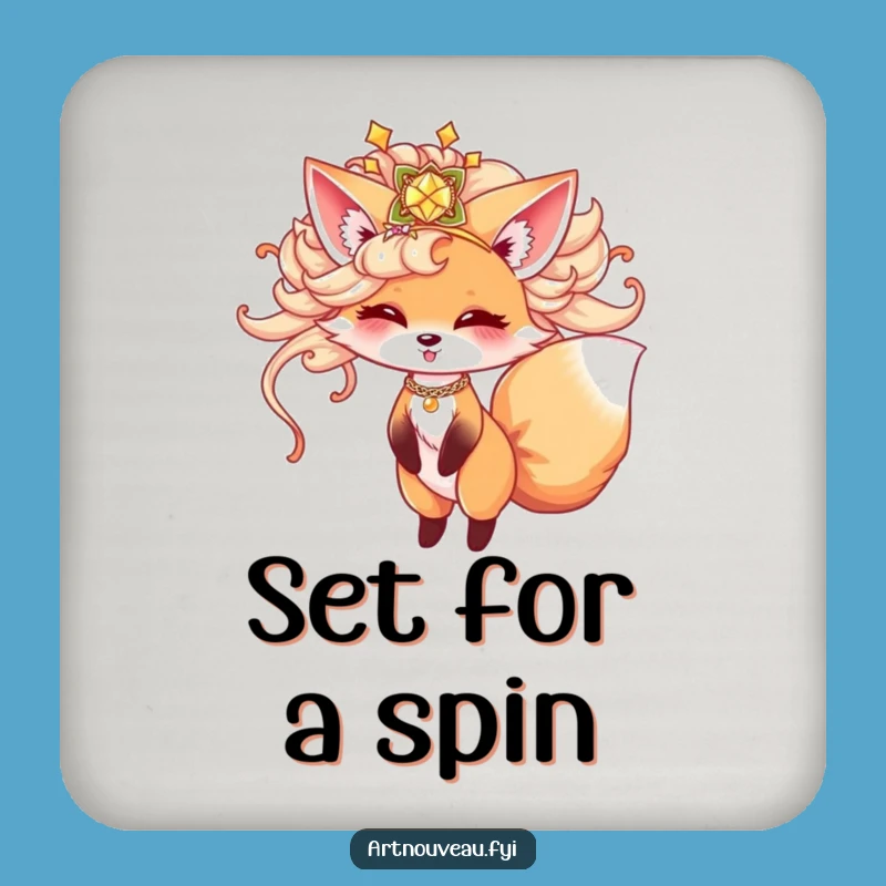 Funny Cute Fox Hairpiece Coaster - Playful Twirling Fox Drink Accessory, Funny Gift