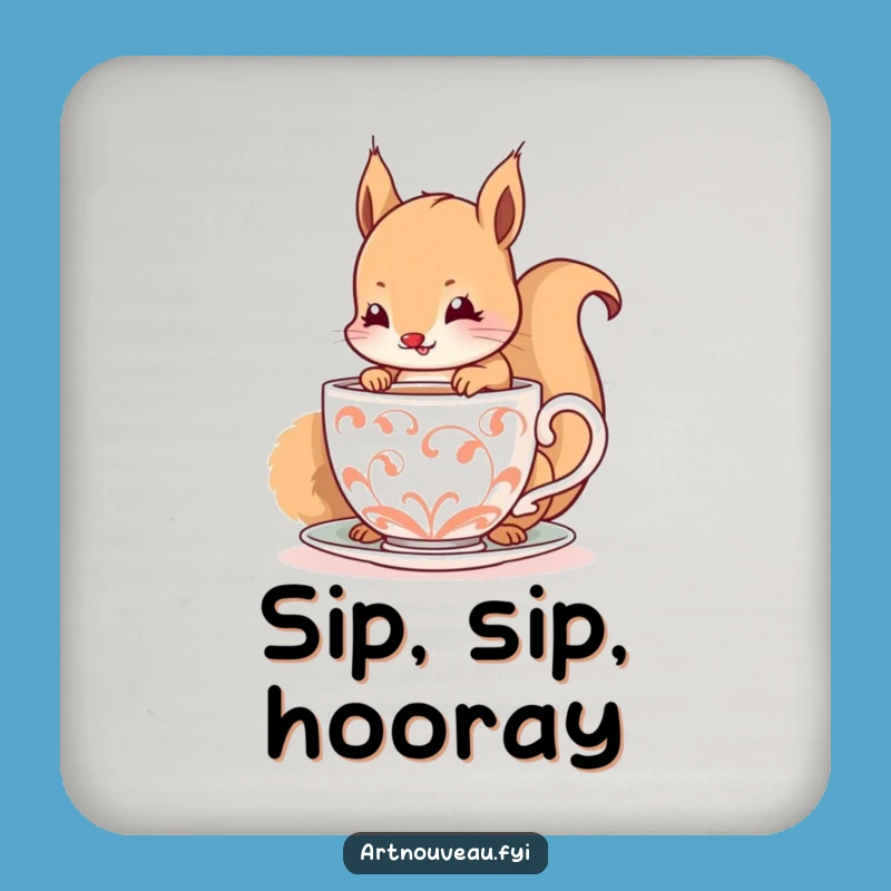 Funny Squirrel Coaster - Happy Sips Decor, Spiraling Cup Accessory