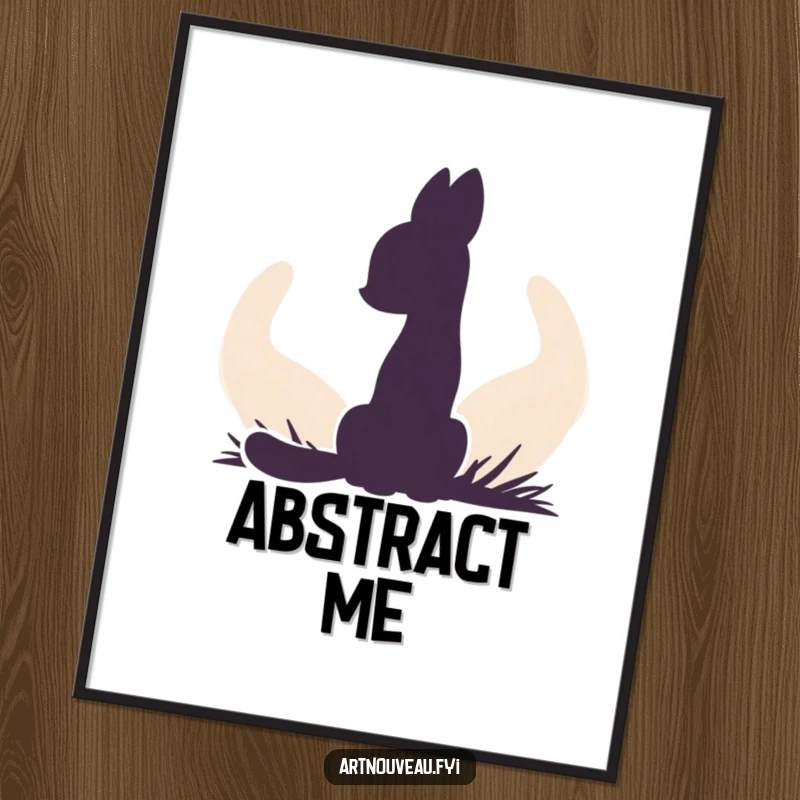 Funny poster with a clear animal silhouette set against a backdrop of beautiful, swirling organic curves, perfect for abstract art lovers.