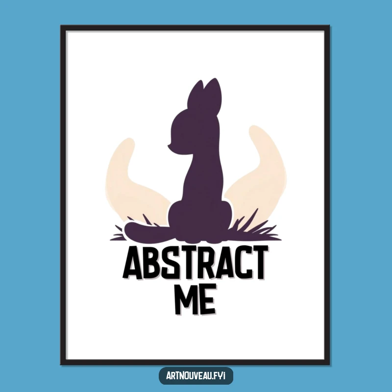 Funny Animal Silhouette Poster - Abstract Organic Curves Wall Art