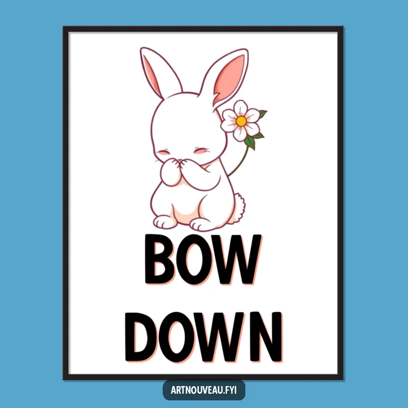 Funny Art Nouveau Rabbit Poster - Graceful Bow Art, Whimsical Wall Decor Funny Gift