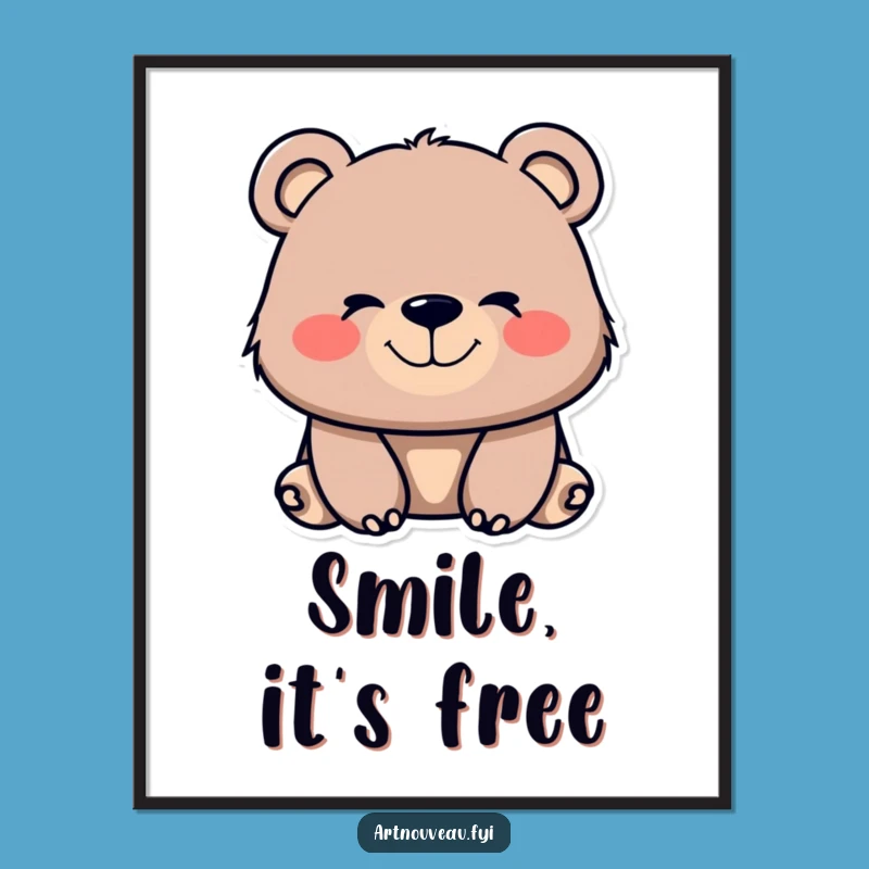 Funny Bear Art Print - Organic Lines Poster, Whimsical Wall Decor Funny Gift