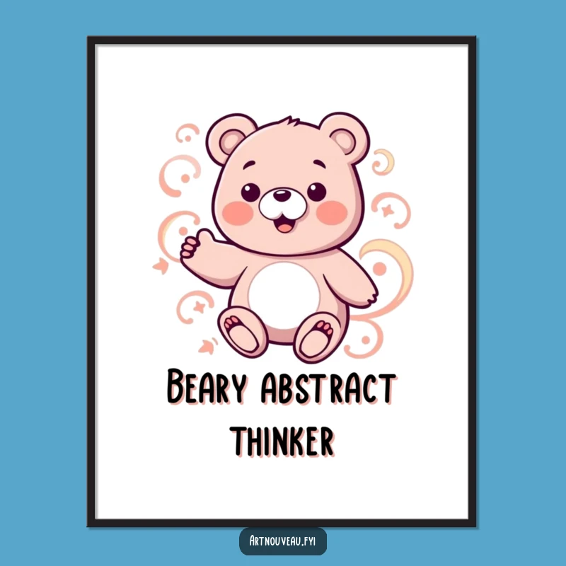 Funny Bear Pattern Poster: Abstract Swirls Art Gift