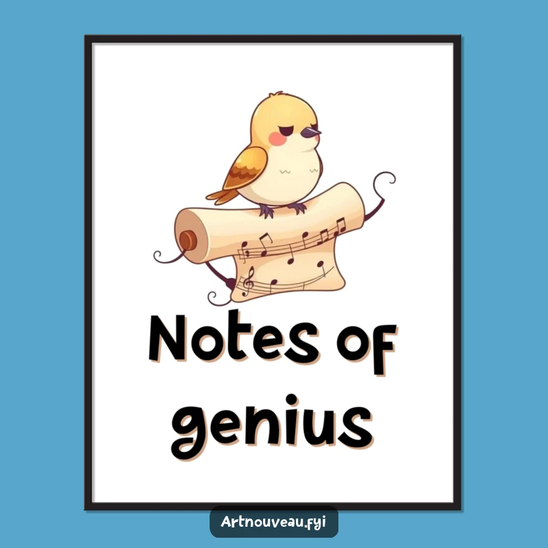 Funny Bird Poster: Musical Scroll Art for Harmonious Wall Decor