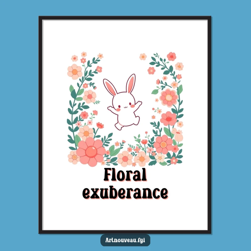 Funny Bunny Poster: Joyful Art Print, Hilarious Spring Decor Gift