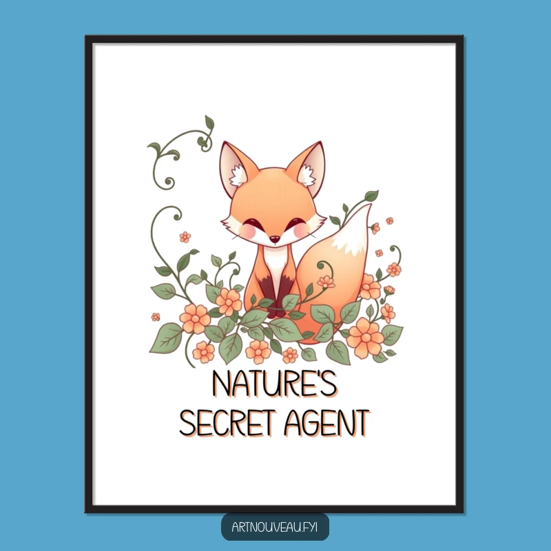Funny Fox Poster: Elegant Art Nouveau Print, Whimsical Wall Art, Perfect Gift