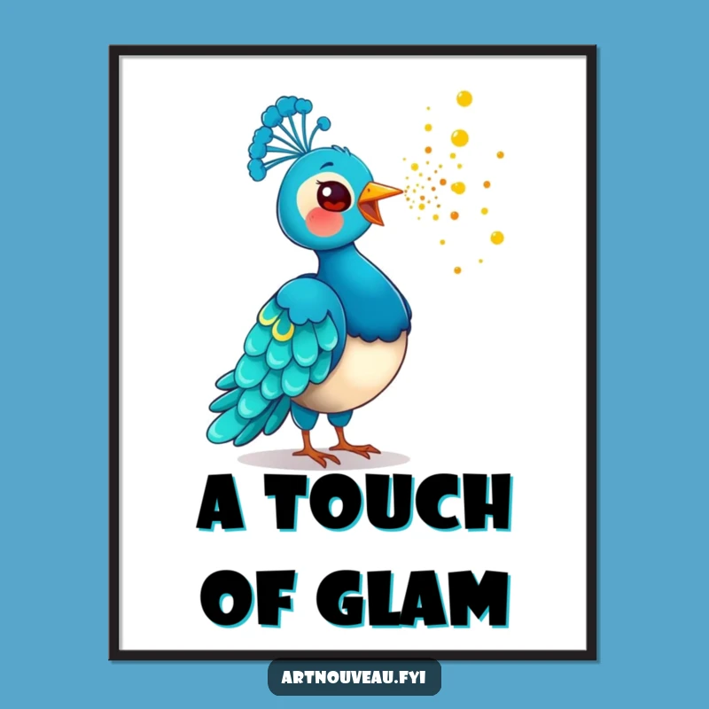 Funny Golden Dust Peacock Poster: Playful Bird Art, Perfect Wall Art Funny Gift