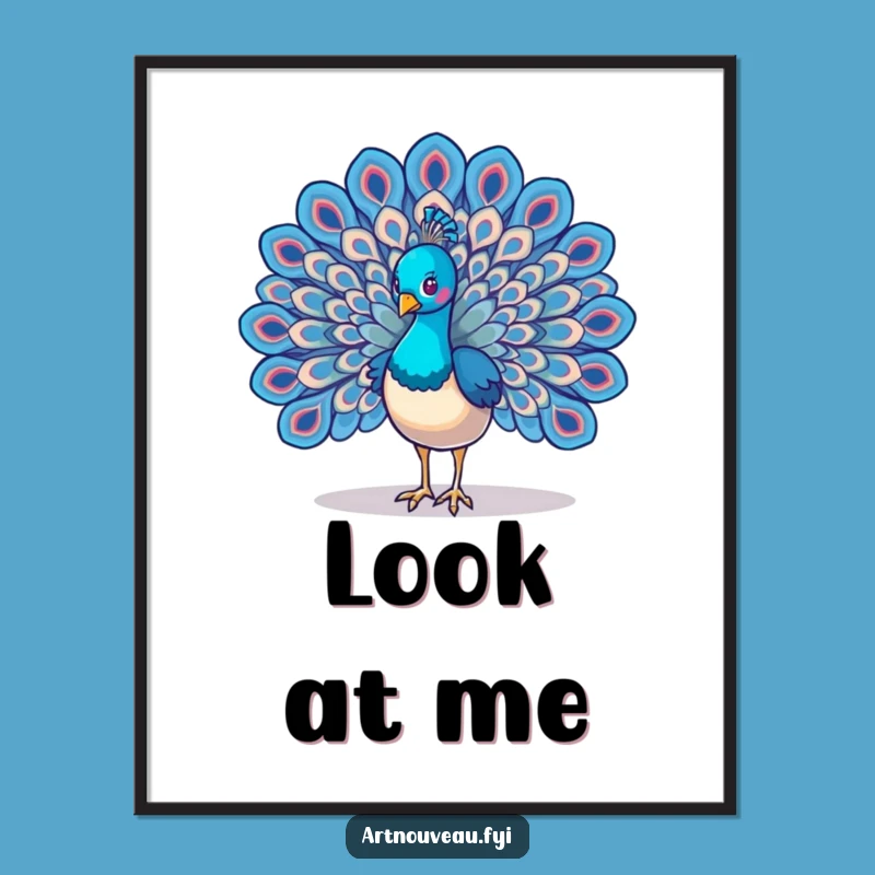 Funny Peacock Wings Poster: Magnificent Bird Art with Swirling Feathers, Perfect Wall Art Gift