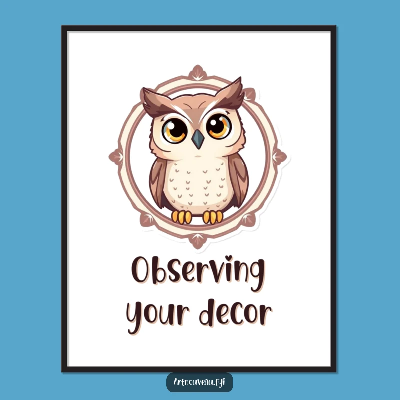 Funny Owl Poster - Curious Expressive Eyes Art Print, Unique Funny Gift