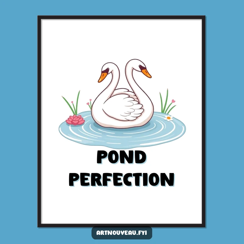 Elegant Swan Art Print - Graceful Lines Poster, Serene Wall Decor Funny Gift