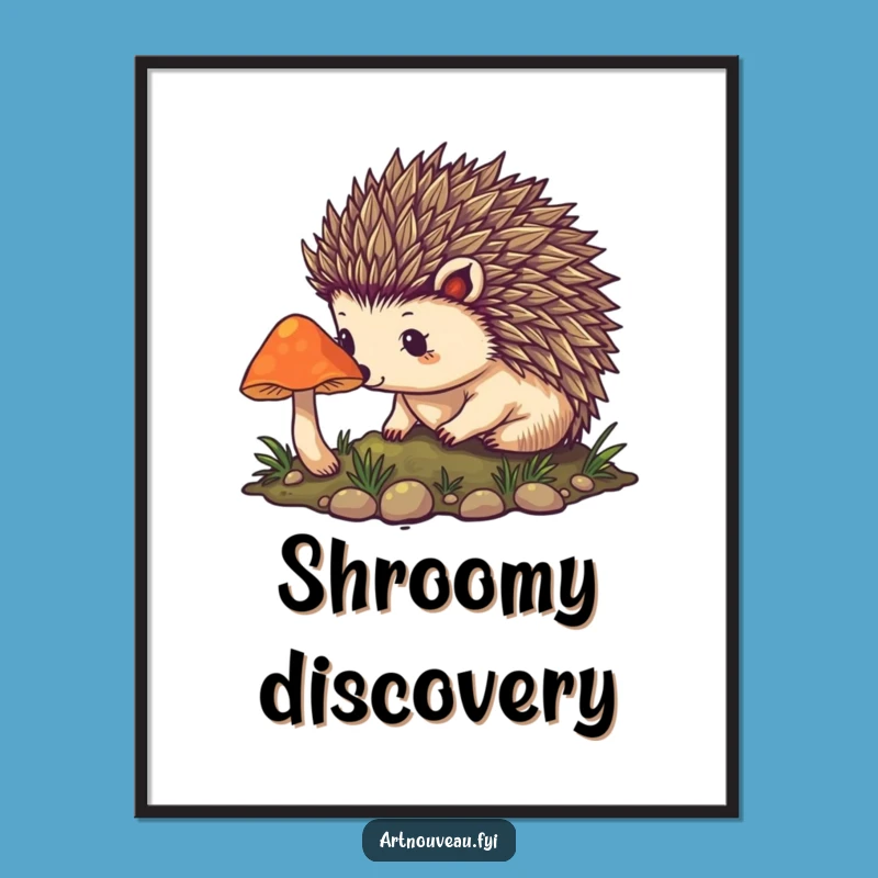 Funny Hedgehog Poster - Art Nouveau Spines Art, Mystical Wall Decor Funny Gift