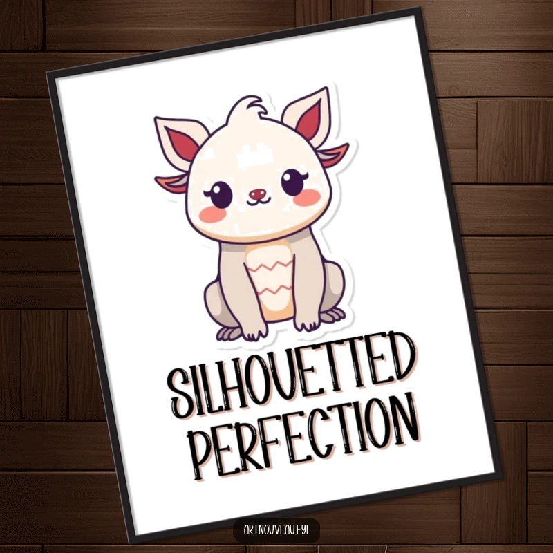 Funny poster print of a smiling creature's decorative organic silhouette, bringing organic beauty and a cheerful vibe to any wall.