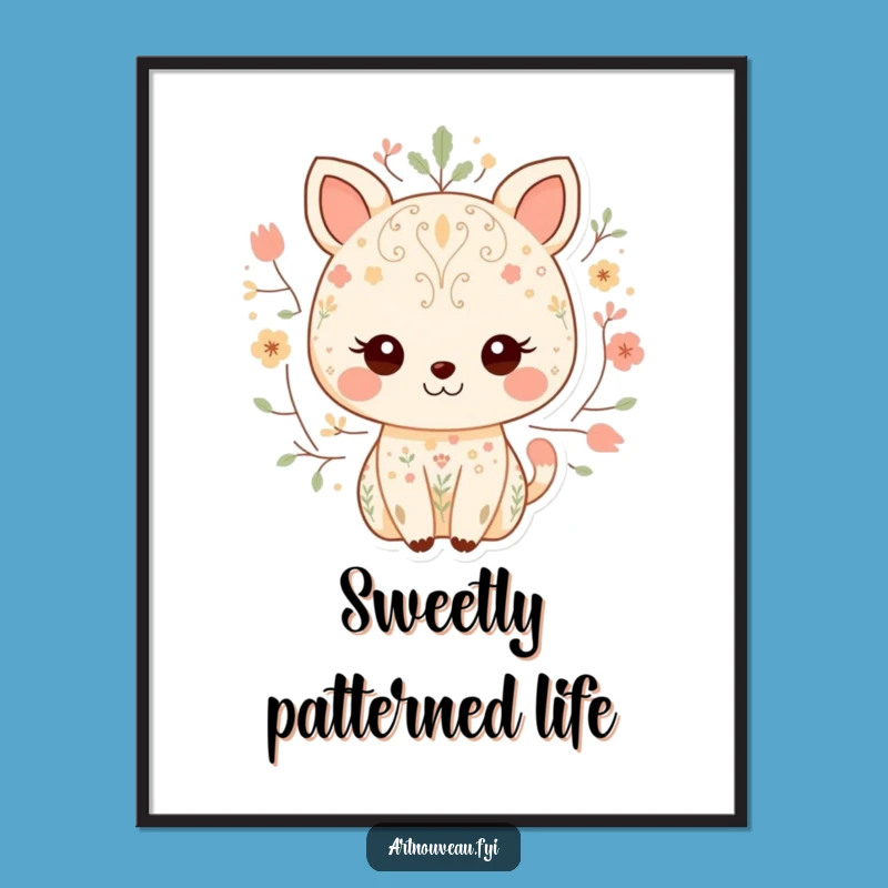 Funny Sweet Animal Nature Pattern Poster: Adorable Wall Art and Funny Gift
